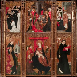 Retable de la vierge, Saint Augustin e Saint Nicolas de Tolentino - Altarpiece of the Virgin, Saint Augustine e Saint Nicholas de Tolentino - Antoine de Lonhy (1446-1490) Tempera e óleo sobre madeira 1462 Museu Nacional d