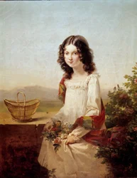 Retrato de Lise Aubin de Fougerais Pintura de Hortense Haudebourg Lescot (1784-1845) 1817 Sol. 0,4x0,32 m .