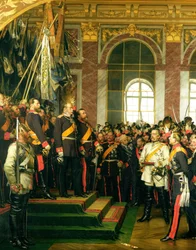 A proclamação de Guilherme como Kaiser do novo Reich alemão, na Galeria dos Espelhos de Versalhes em 18 de janeiro de 1871, pintado em 1885