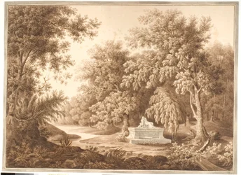 Parque com uma lápide