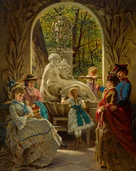 Pavillon du festival de Printemps a Schonbrunn, Vienne - Pavilhão da Feira da Primavera em Schoenbrunn - Anton Ebert (1845-1896). Óleo sobre madeira Dimensões : 65x52 cm Coleção Particular