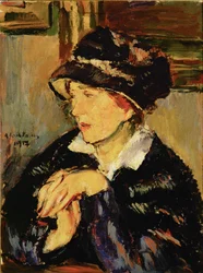 Senhora com um chapéu escuro (óleo sobre tela)