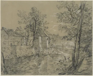 Casas junto ao rio (casas junto ao Weißeritz, no vale de Plauen, perto de Dresden)