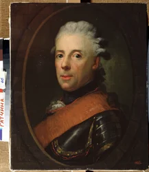 ""Retrato do Príncipe Henrique da Prússia (1726-1802), irmão de Frederico, o Grande"" Pintura de Anton Graff (1736-1813) 1760-1770 Museu do Estado ao Ar Livre Palácio Gatchina, São Petersburgo