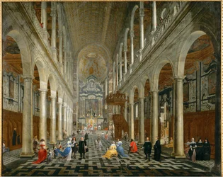 Interior da igreja dos jesuítas em Antuérpia (pintura sobre tela)