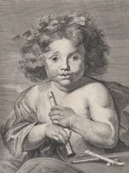 O Jovem Baco, segurando uma flauta, 1728.