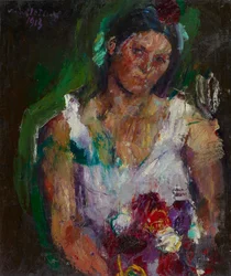A esposa do artista com flores