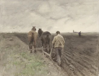Agricultor por detrás da charrua