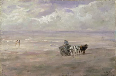 Na praia (óleo sobre madeira)