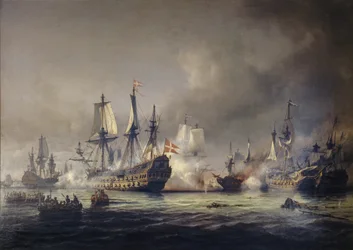 Um episódio da batalha naval na baía de Køge em 1677