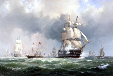 A frota do Báltico a deixar Spithead, 15 de março de 1854