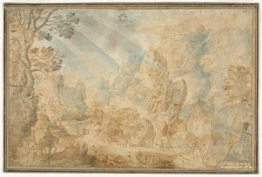 Paisagem de montanha com figuras
