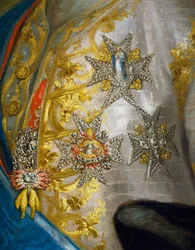 Retrato de Don Luis Antonio Jaime de Bourbon, de Anton Raphael Mengs, detalhe, Circa 1774, óleo sobre tela