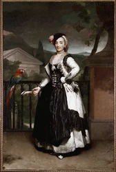 Retrato da Marquesa de Llano, Isabel Parreno, com trajes da região de Mancha, para uma festa na corte de Viena. Pintura de Anton Raphael Mengs (1728-1779). 1787 Madrid. Museu da Academia Real de São Fernando).