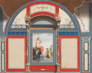 Mural de uma casa romana em razão da Villa Negroni em Roma, Vênus e uma ninfa com erotes. 1778