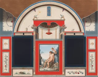 Pintura mural de uma casa romana nos terrenos da Villa Negroni, em Roma, Vénus e Adónis ferido. 1778