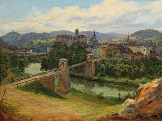 Vista da cidade de Loket na República Checa (Elbogen an der Eger)