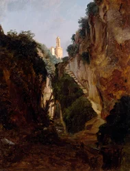 Rocky Gorge in Sorrento, de Anton Sminck Pitloo (1791-1837), Países Baixos, século XX