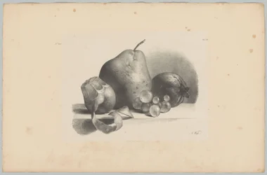 Pêra, pêssego, uvas e limão descascado
Estudos de Flores e Frutos (...) 3º episódio (título da série)
