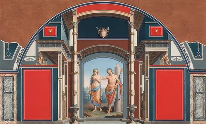 Mural de uma casa romana em razão da Villa Negroni em Roma, Baco e Ariadne. 1783