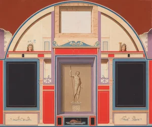 Pintura mural de uma casa romana nos terrenos da Villa Negroni, em Roma, estátua de Adónis. Cerca de 1801 (?)