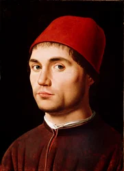 Retrato do Homem ou Auto-retrato Pintura de Antonello di Antonio di Antonello da Messina (1430-1479) 1473 cm. 35,5x25,5 Londres, National Gallery