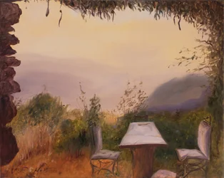 Vista do castelo, Serra Nevada, Espanha, 2022 (óleo sobre tela)