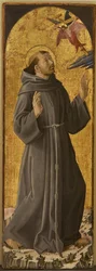 São Francisco - São Francisco de Assis par Romano, Antoniazzo (1430/35-1508). Óleo sobre madeira, tamanho : 173x61,5, , Museo Civico, Rieti