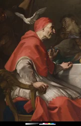 São Gregório dando as boas-vindas a Jesus peregrino (detalhe de 3498744) 1729-1731 (pintura)