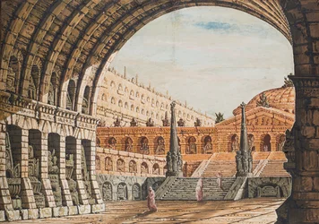 Arco de entrada com obeliscos.
