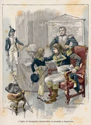 o jovem Eugène de beauharnais (1781-1824), filho de Josefina, diante de Napoleão