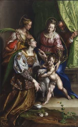 Madonna e Criança com São José, Santa Catarina e Santa Inês, c.1570 (óleo sobre tela)