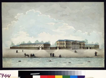 Vista do Palácio Pashkov (Pachkov) construído por volta de 1784 em Moscovo. Aguarela e caneta de Antonio Canoppi (1774-1832) ca. 1800 Museu Pushkin, Moscovo