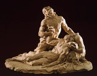Lamentação de Cristo por Antonio Canova (1757-1822), modelo em barro, detalhe