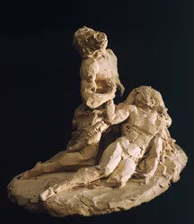 Lamentação de Cristo por Antonio Canova (1757-1822), modelo em barro, detalhe