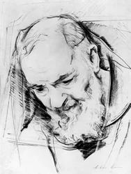 Estudo para um Monumento ao Padre Pio, 1979-80 (carvão sobre papel)