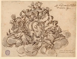 Projeto para um teto (?) Pintura com o brasão do Cardeal Francesco Maria de