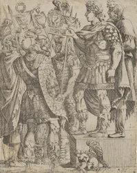 Imperador dirigindo-se a seus soldados, ca. 1542-45.