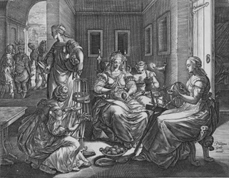 Lucretia e suas servas girando, 1537-45.