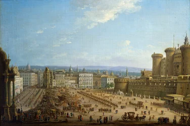 Festival dos Quatro Altares em Nápoles, ca 1757, por Antonio Joli (1700-1777), óleo sobre tela, 52,1x78,7, Itália