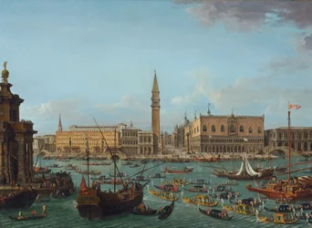 Procissão de gôndolas no Bacino di San Marco, Veneza