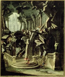Sansão Destruindo o Templo de Dagan, deus dos filisteus (óleo sobre tela)