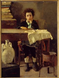 O menino da escola ou menino pobre da escola Pintura de Antonio Mancini (1852-1930) Sol do século XIX. 1,3x0,97 m Paris, Musee d