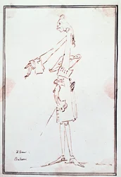 Retrato de Filippo Balatri (1676-1756) castrato italiano (castrato) Caricatura de Anton Maria Zanetti (1679Ð1767). Coleção privada do século XVIII