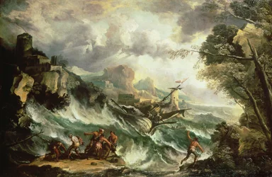Seascape with Shipwreck, c.1700-07 (óleo sobre tela) (ver também 123093)