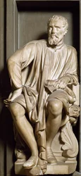 Retrato do escultor, pintor e arquiteto Michelangelo Buonarroti dit Michelangelo
