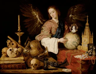 "Alegoria da Vaidade" Vanitas e uma vela extinta - Pintura de Antonio de Pereda y Salgado (1611-1678) 1634 Dim 139,5x174 cm Viena, Museu Kunsthistorisches