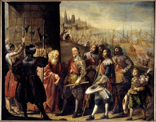 Guerra de Valtelina: "A delivrance de Genes pelo Marquês de Santa Cruz em 1625" Pintura de Antonio de Pereda (1599-1669)
