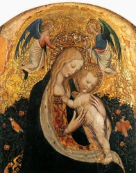 Madona da codorniz de Antonio Pisanello (1395-1455), pormenor
