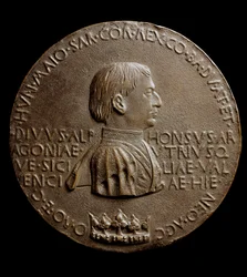 Medalha de Alfonso V de Aragão (Alfonso o Magnânimo ou o Grande). Em italiano Alfonso il magnanimo ou Alfonso V di Aragona
